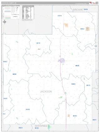 Jackson County, KS Classic style ZIP Code wall map