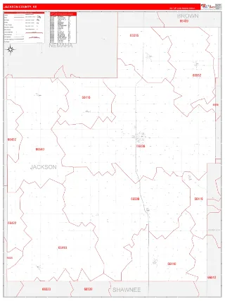 Jackson County, KS RedLine style ZIP Code wall map