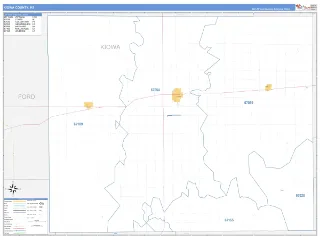 Kiowa County, KS Business Reference style ZIP Code wall map