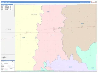 Kiowa County, KS ColorCast style ZIP Code wall map