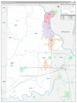 Leavenworth County, KS Classic style ZIP Code wall map