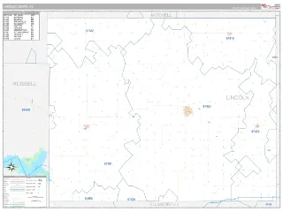 Lincoln County, KS Classic style ZIP Code wall map