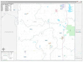 Linn County, KS Classic style ZIP Code wall map
