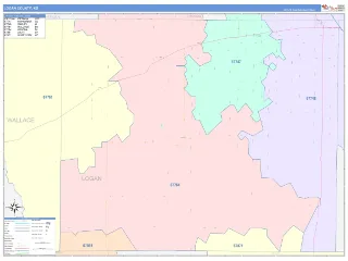 Logan County, KS ColorCast style ZIP Code wall map