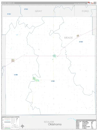 Meade County, KS Classic style ZIP Code wall map