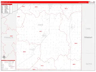 Miami County, KS RedLine style ZIP Code wall map