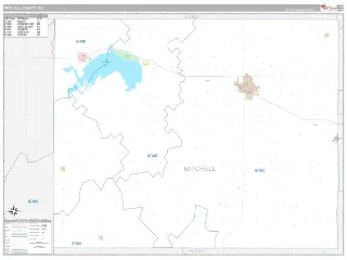 Mitchell County, KS Classic style ZIP Code wall map