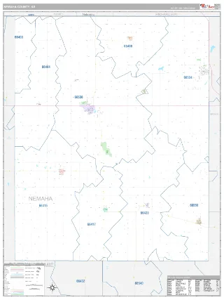 Nemaha County, KS Classic style ZIP Code wall map