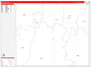 Ness County, KS RedLine style ZIP Code wall map