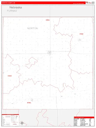 Norton County, KS RedLine style ZIP Code wall map