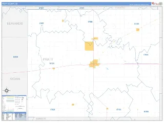 Pratt County, KS Business Reference style ZIP Code wall map