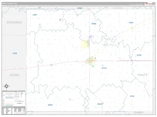 Pratt County, KS Classic style ZIP Code wall map