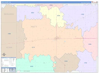 Pratt County, KS ColorCast style ZIP Code wall map