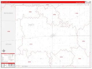 Pratt County, KS RedLine style ZIP Code wall map