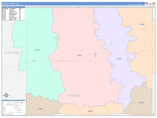 Rawlins County, KS ColorCast style ZIP Code wall map