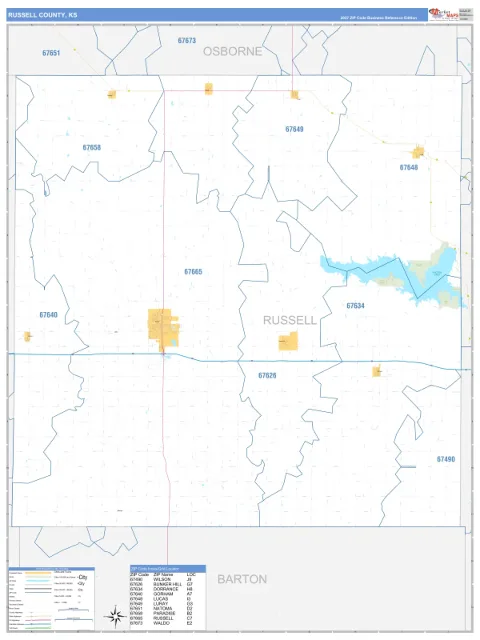 Russell County, KS map