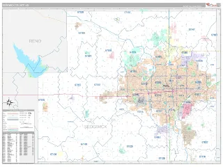Sedgwick County, KS Classic style ZIP Code wall map
