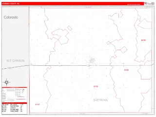 Sherman County, KS RedLine style ZIP Code wall map