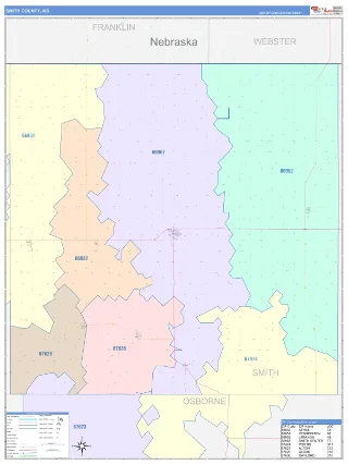 Smith County, KS ColorCast style ZIP Code wall map