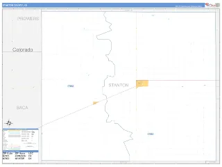 Stanton County, KS Business Reference style ZIP Code wall map