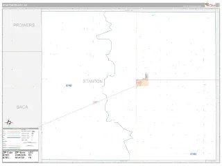 Stanton County, KS Classic style ZIP Code wall map