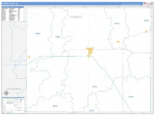 Thomas County, KS Business Reference style ZIP Code wall map