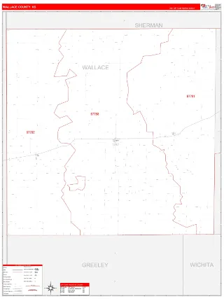 Wallace County, KS RedLine style ZIP Code wall map