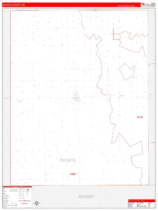 Wichita County, KS RedLine style ZIP Code wall map