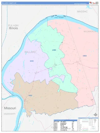 Ballard County, KY ColorCast style ZIP Code wall map