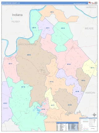 Breckinridge County, KY ColorCast style ZIP Code wall map