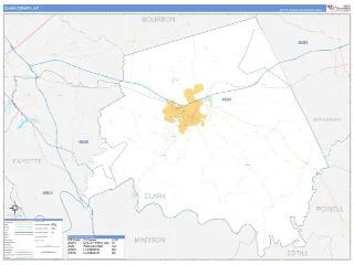 Clark County, KY Business Reference style ZIP Code wall map