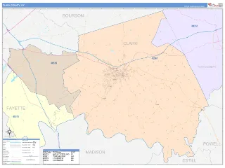 Clark County, KY ColorCast style ZIP Code wall map