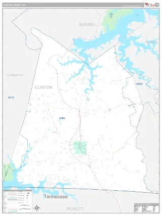 Clinton County, KY Classic style ZIP Code wall map