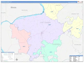 Crittenden County, KY ColorCast style ZIP Code wall map