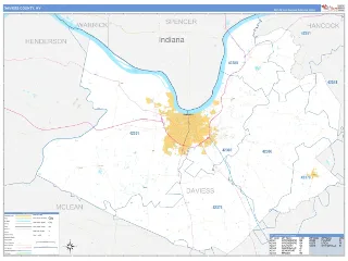 Daviess County, KY Business Reference style ZIP Code wall map