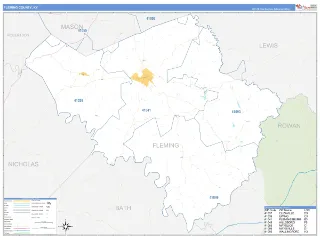 Fleming County, KY Business Reference style ZIP Code wall map