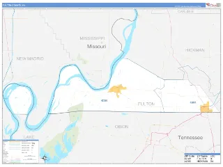 Fulton County, KY Business Reference style ZIP Code wall map