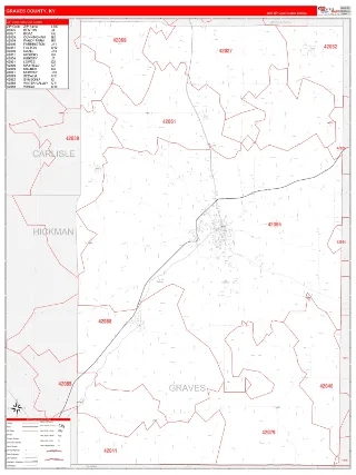 Graves County, KY RedLine style ZIP Code wall map