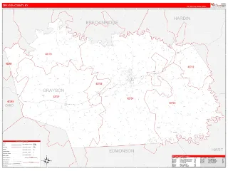 Grayson County, KY RedLine style ZIP Code wall map