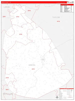Green County, KY RedLine style ZIP Code wall map