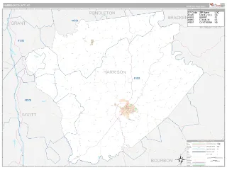 Harrison County, KY Classic style ZIP Code wall map