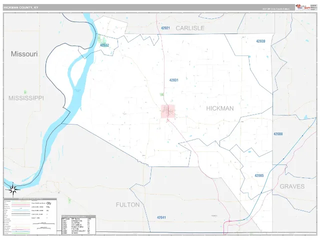 Hickman County, KY ZIP Code Wall Map, Classic style