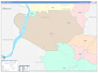 Hickman County, KY ColorCast style ZIP Code wall map
