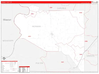 Hickman County, KY RedLine style ZIP Code wall map