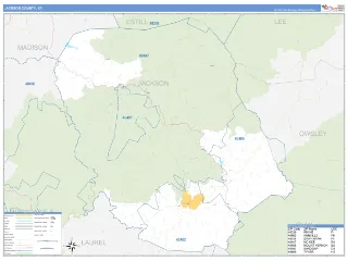 Jackson County, KY Business Reference style ZIP Code wall map