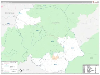 Jackson County, KY Classic style ZIP Code wall map