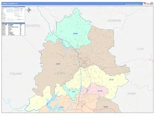 Laurel County, KY ColorCast style ZIP Code wall map