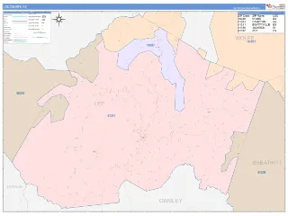Lee County, KY ColorCast style ZIP Code wall map