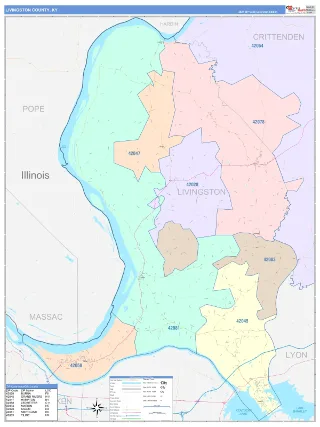 Livingston County, KY ColorCast style ZIP Code wall map