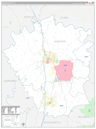 Madison County, KY Classic style ZIP Code wall map